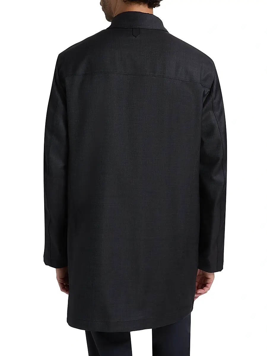 Canali Men's Denim-Effect Wool Raincoat | Thumbnail 5 Canali Men's Denim-Effect Wool Raincoat | Thumbnail 5