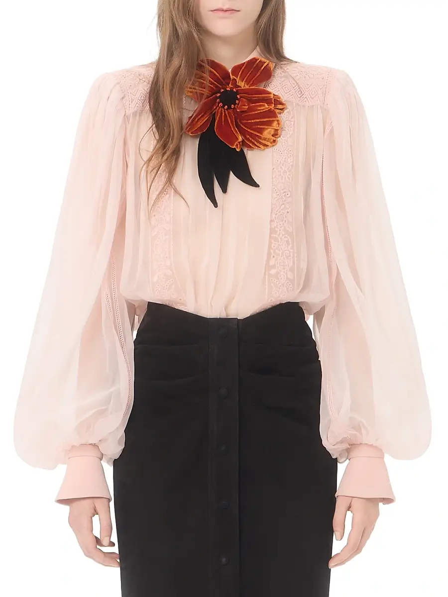 Valentino Women's Embroidered Organza Top | Thumbnail 2 Valentino Women's Embroidered Organza Top | Thumbnail 2