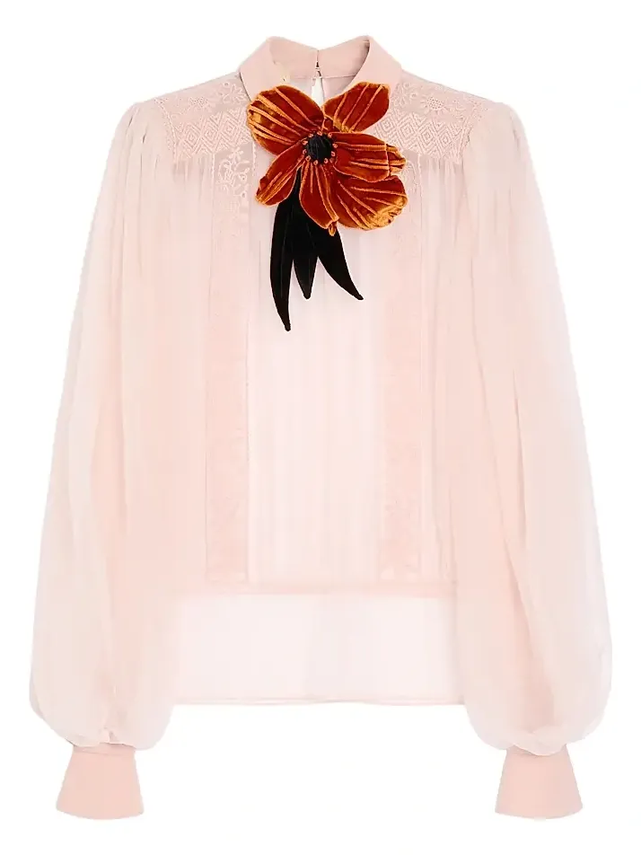 Women's Embroidered Organza Top Women's Embroidered Organza Top