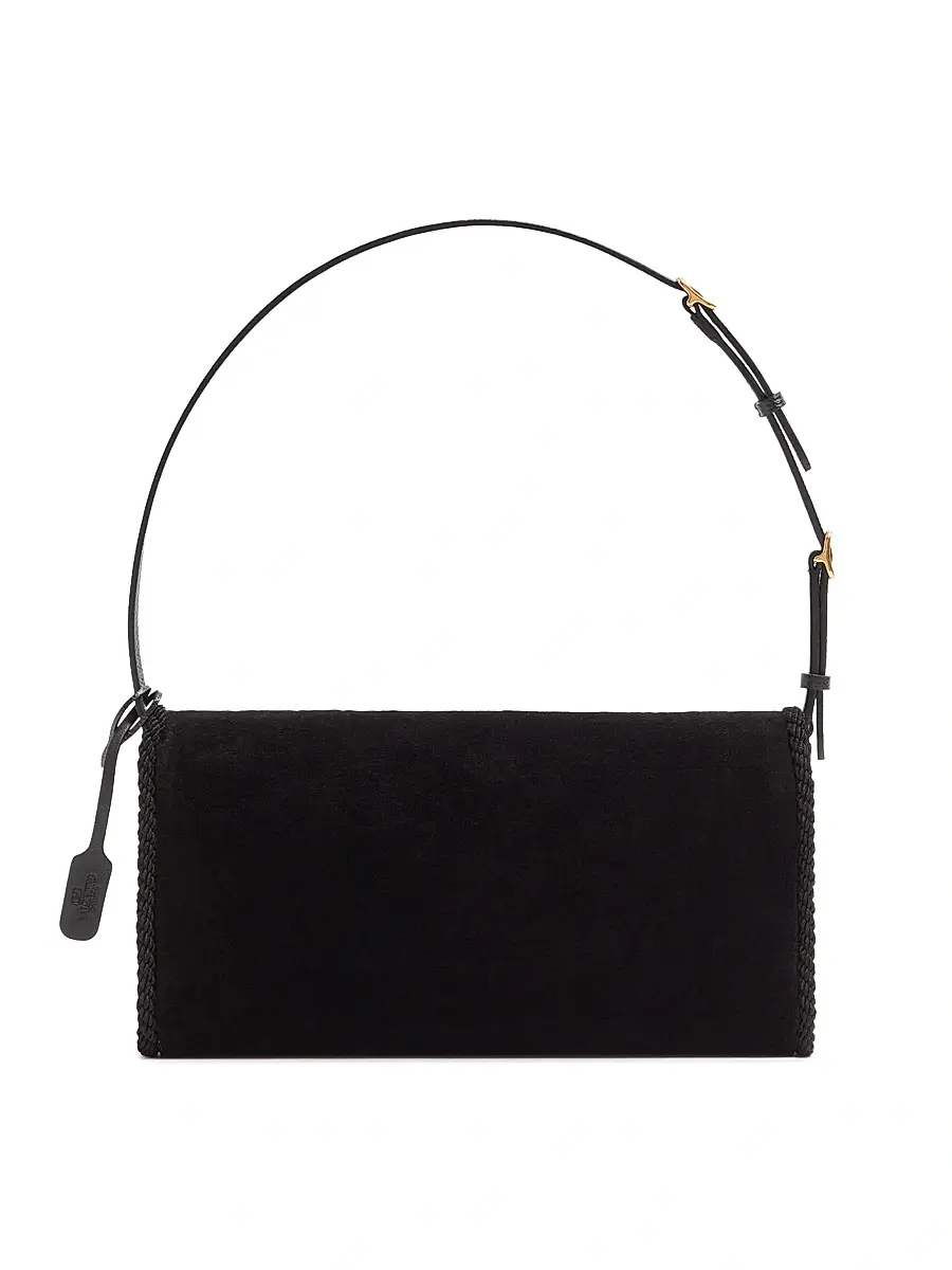 Valentino Garavani Women's Devain Embroidered Velvet Shoulder Bag - Black | Thumbnail 3 Valentino Garavani Women's Devain Embroidered Velvet Shoulder Bag - Black | Thumbnail 3