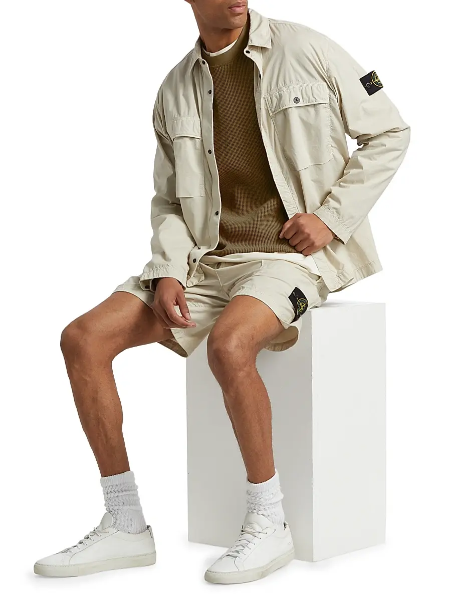 Stone Island Men's Waffle-Knit Crewneck Sweatshirt - Military Green | Thumbnail 2 Stone Island Men's Waffle-Knit Crewneck Sweatshirt - Military Green | Thumbnail 2