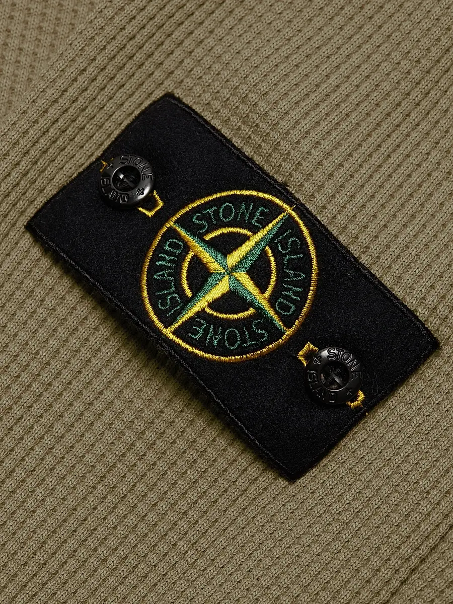 Stone Island Men's Waffle-Knit Crewneck Sweatshirt - Military Green | Thumbnail 7 Stone Island Men's Waffle-Knit Crewneck Sweatshirt - Military Green | Thumbnail 7