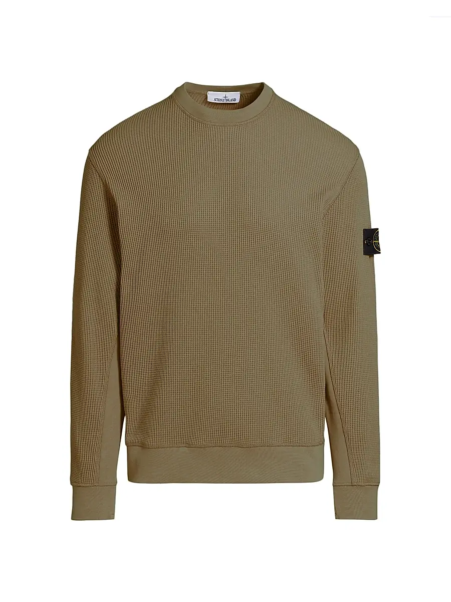 Men's Waffle-Knit Crewneck Sweatshirt - Military Green Men's Waffle-Knit Crewneck Sweatshirt - Military Green