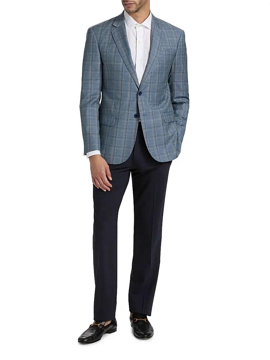 Emporio Armani Men's Virgin Wool Windowpane Jacket | Thumbnail 2 Emporio Armani Men's Virgin Wool Windowpane Jacket | Thumbnail 2