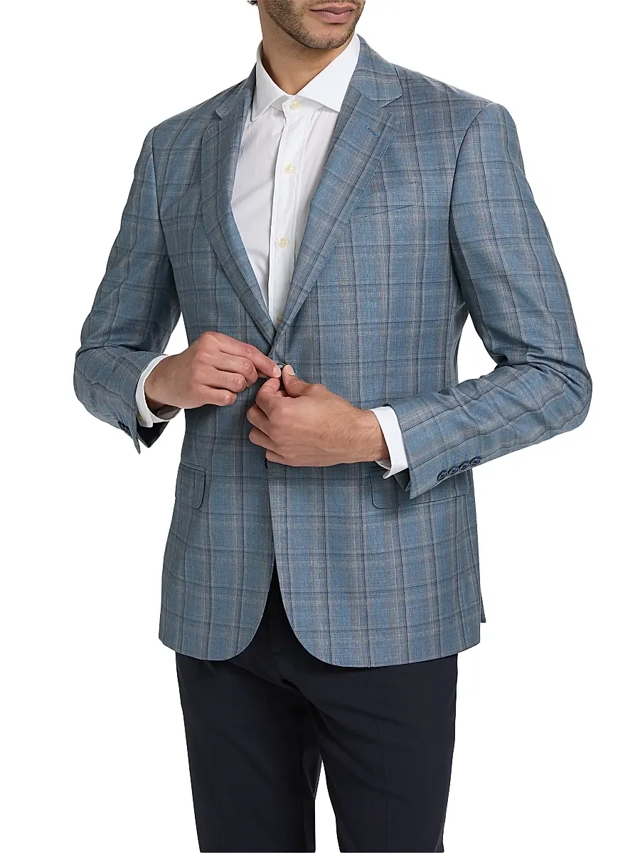Emporio Armani Men's Virgin Wool Windowpane Jacket | Thumbnail 3 Emporio Armani Men's Virgin Wool Windowpane Jacket | Thumbnail 3
