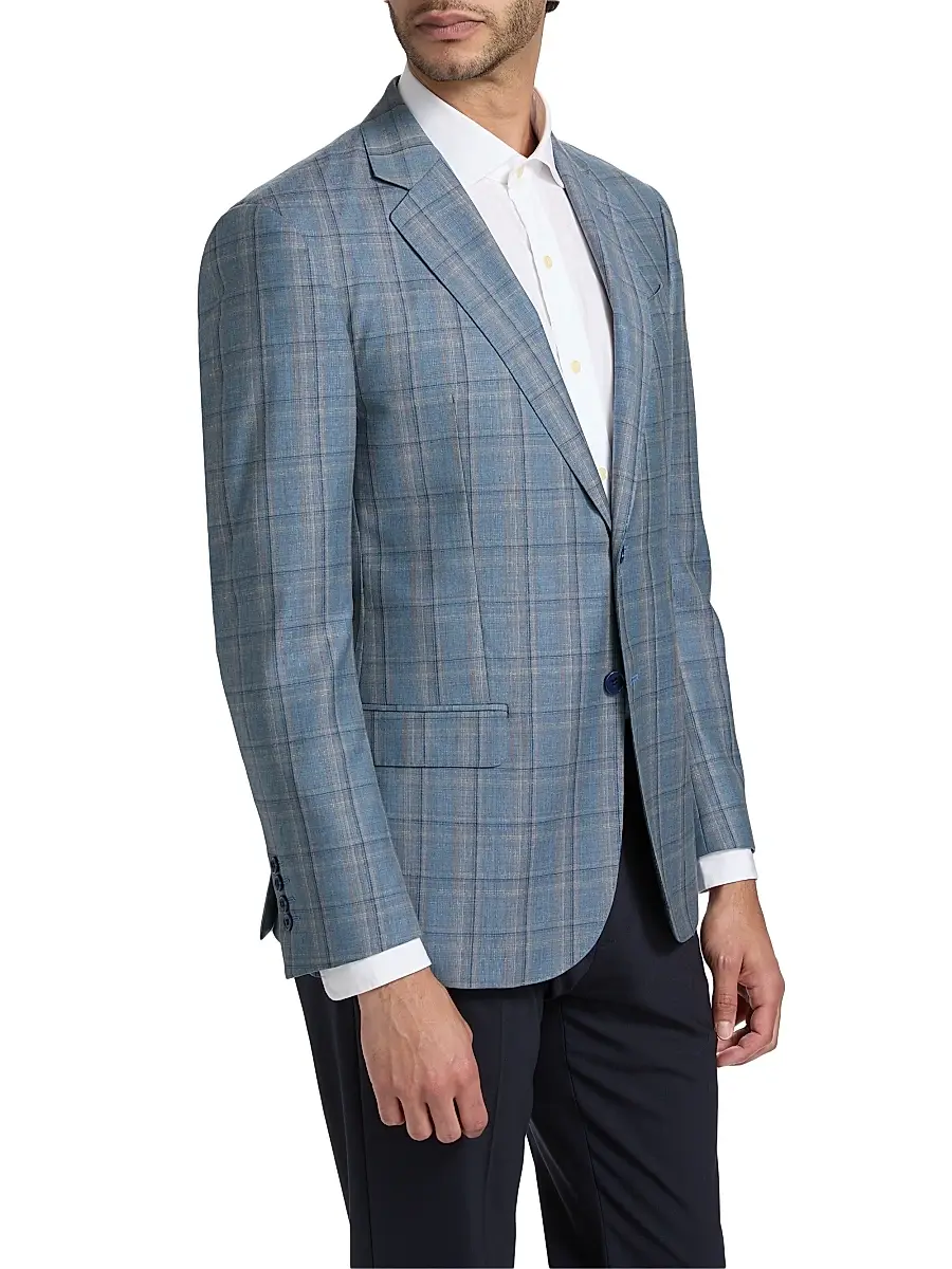 Emporio Armani Men's Virgin Wool Windowpane Jacket | Thumbnail 4 Emporio Armani Men's Virgin Wool Windowpane Jacket | Thumbnail 4