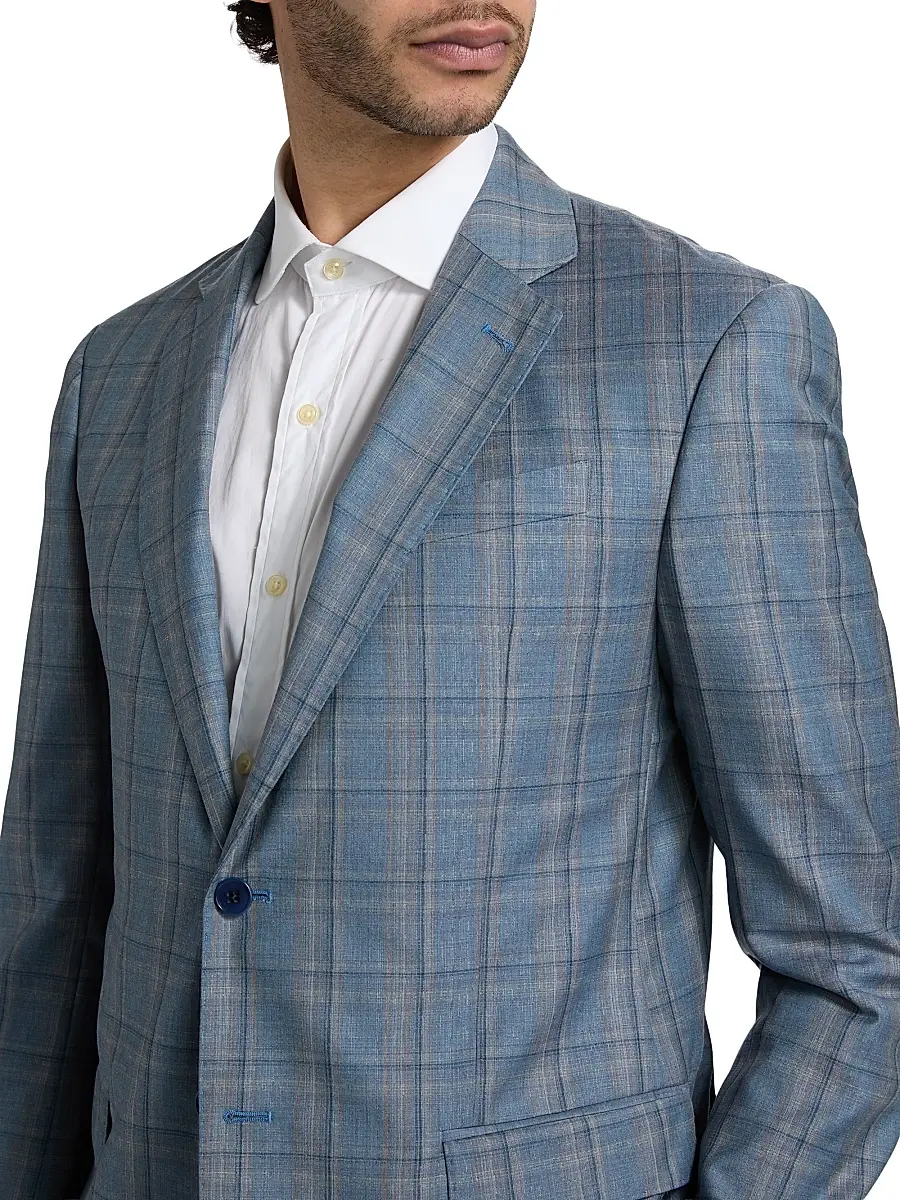 Emporio Armani Men's Virgin Wool Windowpane Jacket | Thumbnail 6 Emporio Armani Men's Virgin Wool Windowpane Jacket | Thumbnail 6