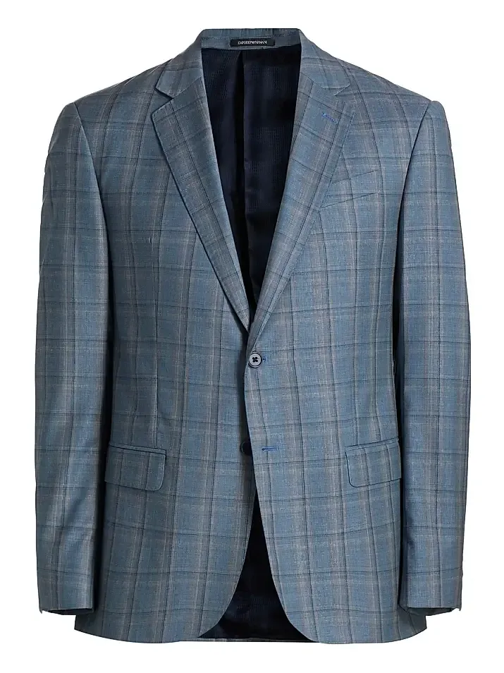 Emporio Armani Men's Virgin Wool Windowpane Jacket