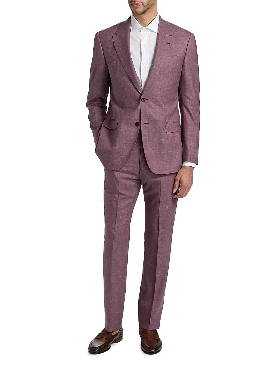 Emporio Armani Men's Wool-Linen Peak Lapel Suit | Thumbnail 3 Emporio Armani Men's Wool-Linen Peak Lapel Suit | Thumbnail 3