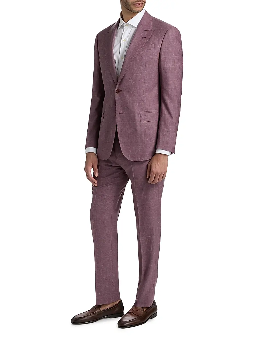 Emporio Armani Men's Wool-Linen Peak Lapel Suit | Thumbnail 4 Emporio Armani Men's Wool-Linen Peak Lapel Suit | Thumbnail 4