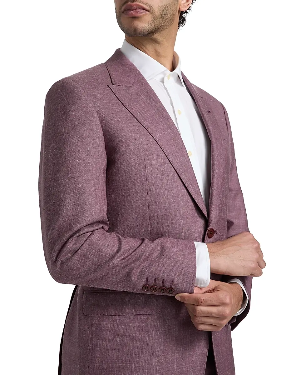 Emporio Armani Men's Wool-Linen Peak Lapel Suit | Thumbnail 6 Emporio Armani Men's Wool-Linen Peak Lapel Suit | Thumbnail 6