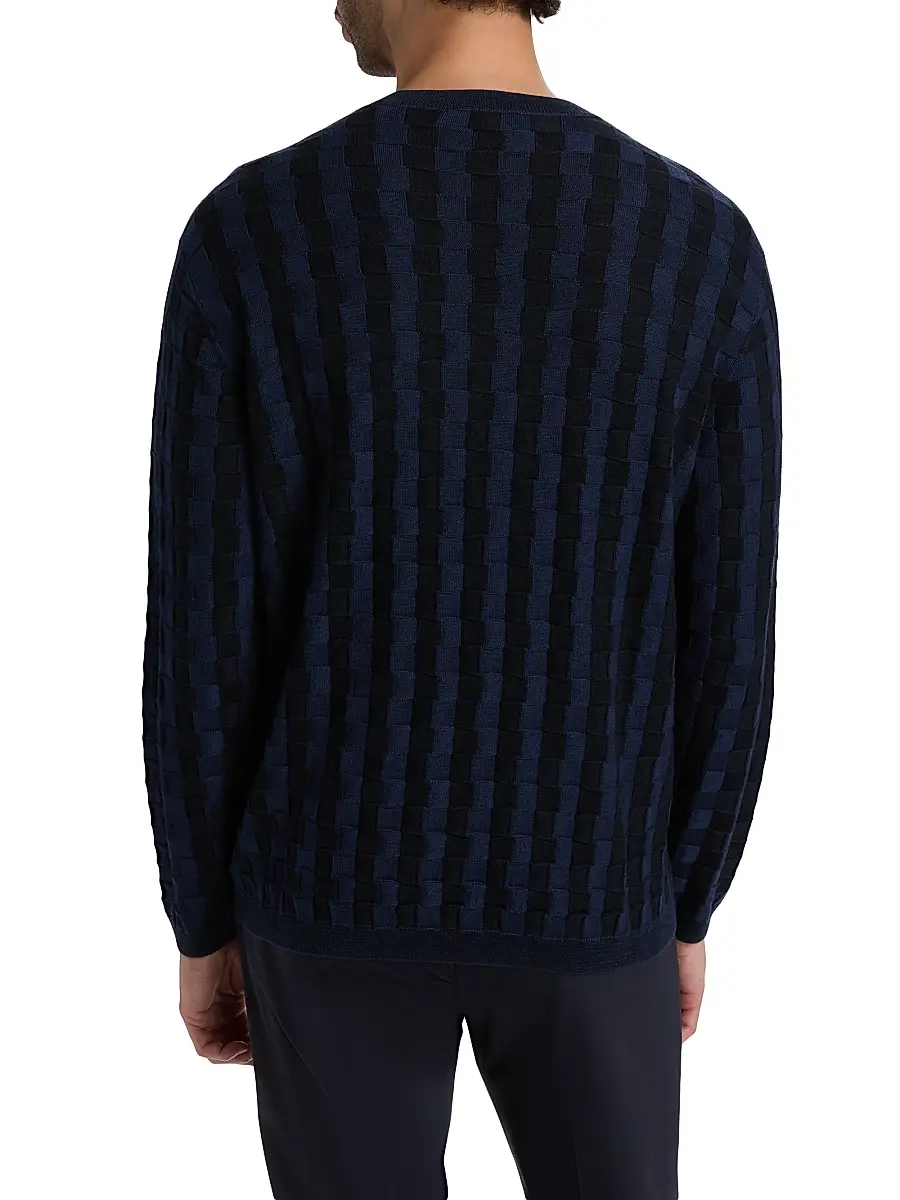 Emporio Armani Men's Lattice Wool-Blend Crewneck Sweater | Thumbnail 5
