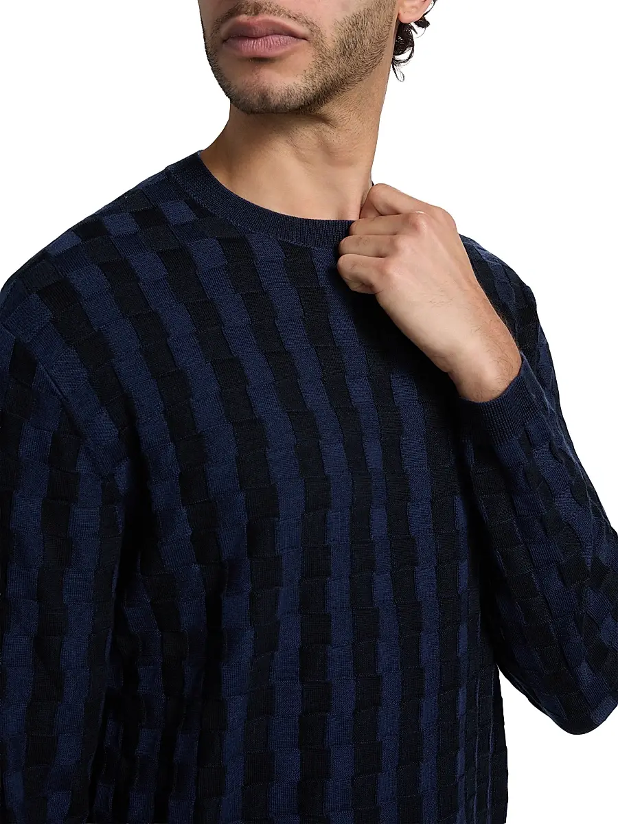 Emporio Armani Men's Lattice Wool-Blend Crewneck Sweater | Thumbnail 6