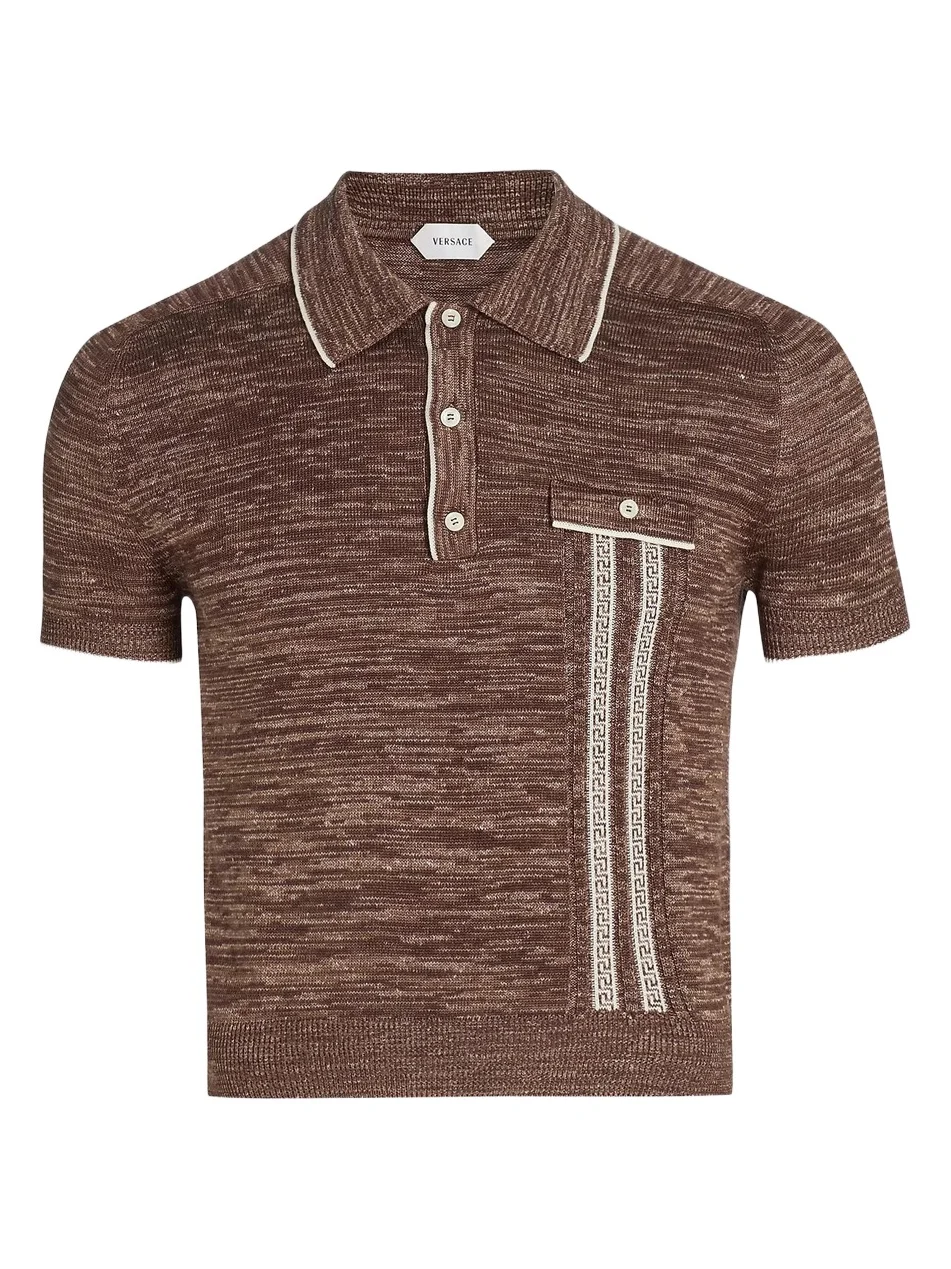 Men's Greca Mouline Knit Polo Shirt Men's Greca Mouline Knit Polo Shirt