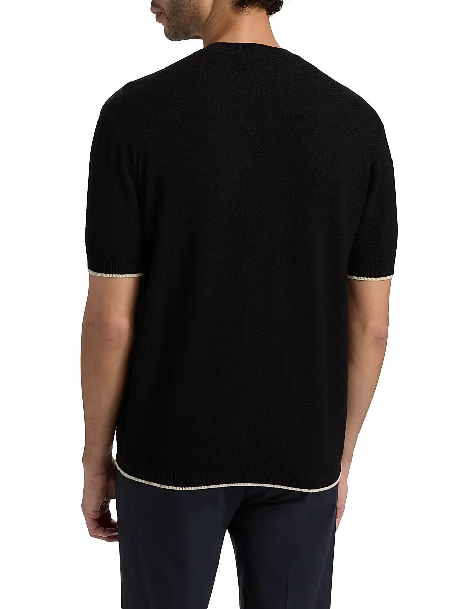 Emporio Armani Men's Tipped Chevron Short-Sleeve Sweater | Thumbnail 5 Emporio Armani Men's Tipped Chevron Short-Sleeve Sweater | Thumbnail 5