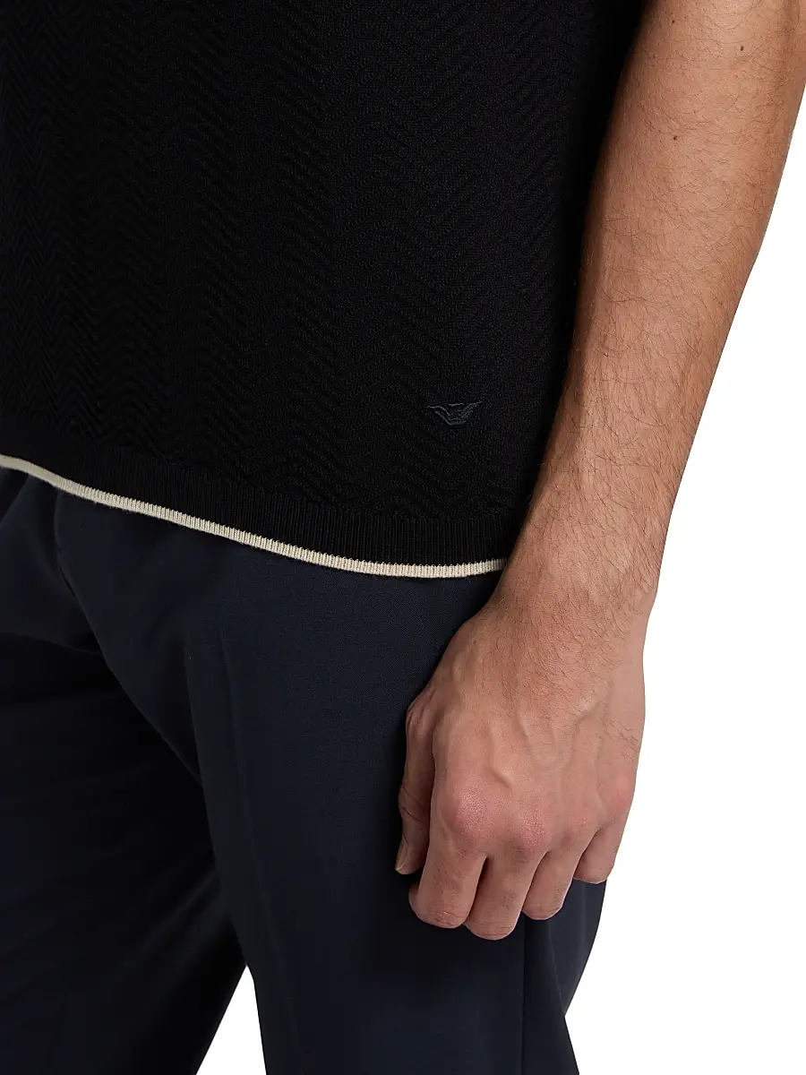 Emporio Armani Men's Tipped Chevron Short-Sleeve Sweater | Thumbnail 6 Emporio Armani Men's Tipped Chevron Short-Sleeve Sweater | Thumbnail 6