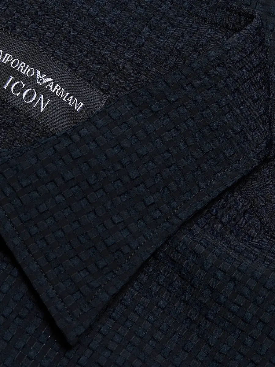 Emporio Armani Men's Textured Tech Seersucker Sport Shirt | Thumbnail 7