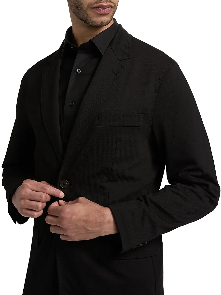 Emporio Armani Men's Horizontal Textured Soft Jacket | Thumbnail 6
