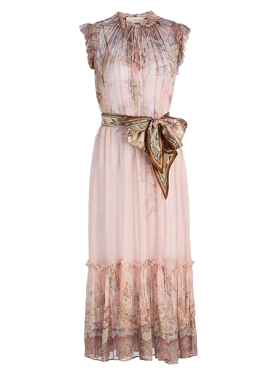 Zimmermann Women's Alchemy Floral Midi-Dress - Pink Paisley | Image 1 Zimmermann Women's Alchemy Floral Midi-Dress - Pink Paisley | Image 1