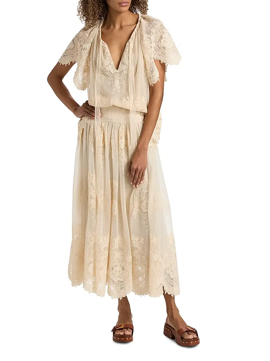 Zimmermann Women's Luna Floral Lace Maxi Skirt | Thumbnail 2