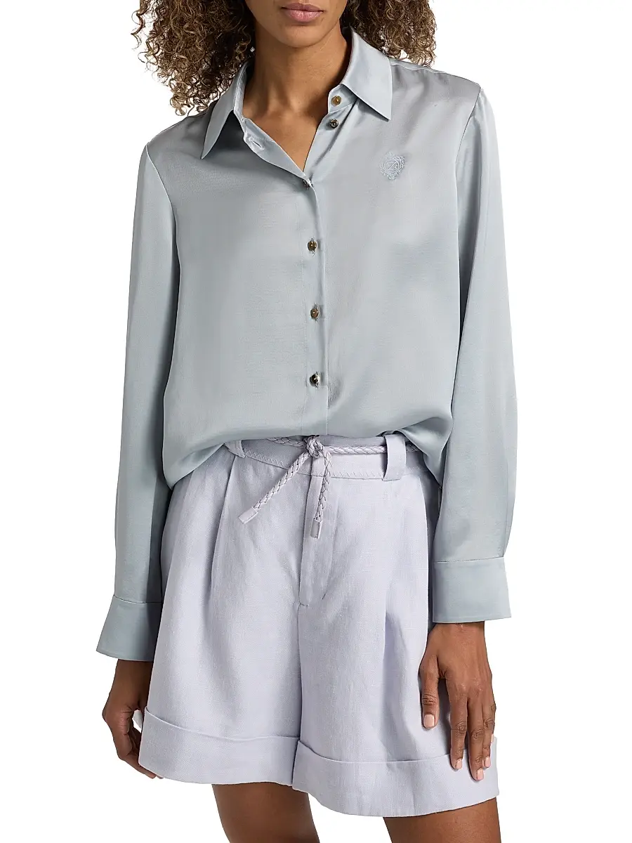 Zimmermann Women's Luna Silk Satin Button-Front Shirt | Thumbnail 3 Zimmermann Women's Luna Silk Satin Button-Front Shirt | Thumbnail 3
