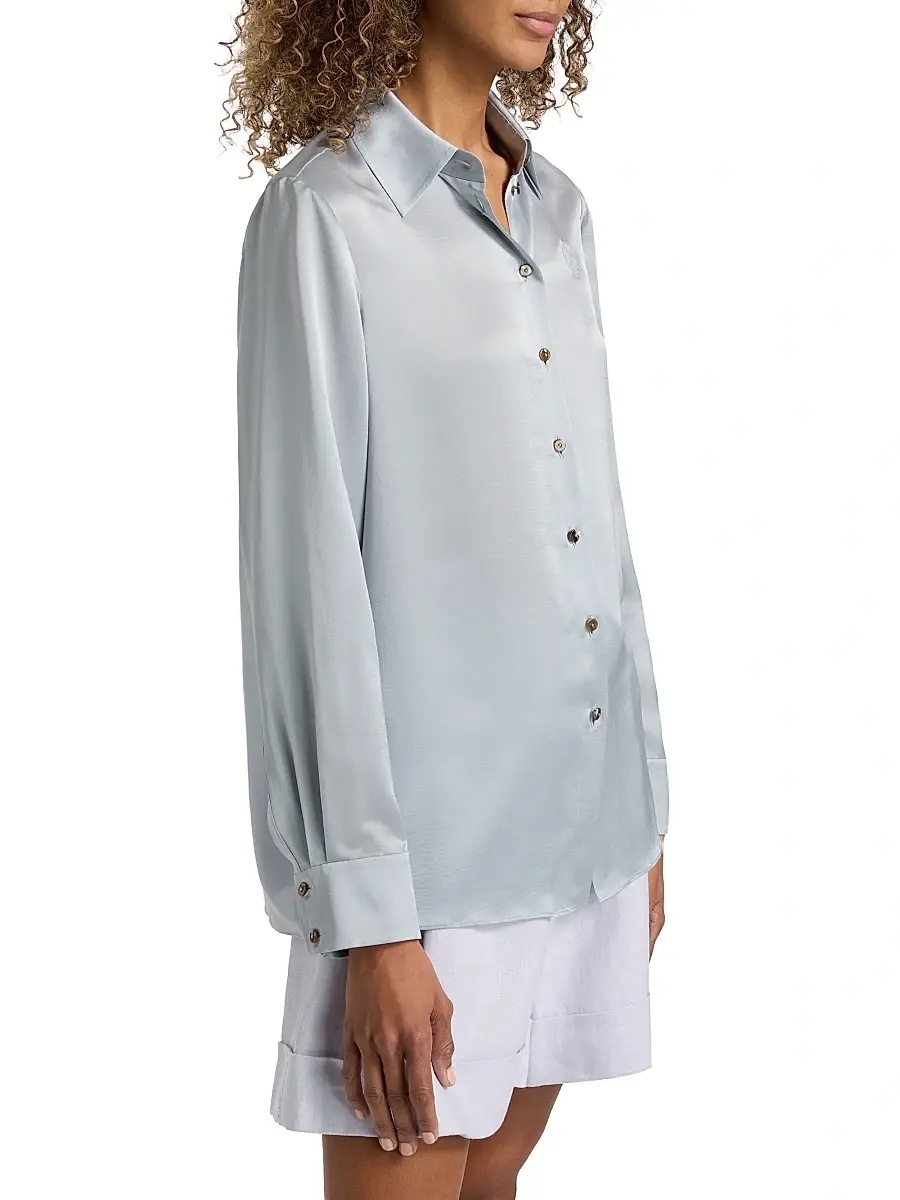 Zimmermann Women's Luna Silk Satin Button-Front Shirt | Thumbnail 4 Zimmermann Women's Luna Silk Satin Button-Front Shirt | Thumbnail 4