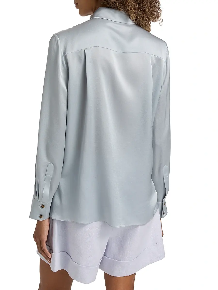 Zimmermann Women's Luna Silk Satin Button-Front Shirt | Thumbnail 5 Zimmermann Women's Luna Silk Satin Button-Front Shirt | Thumbnail 5