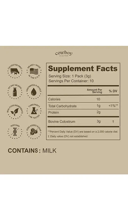 Cowboy Colostrum Unflavored Stick Packs 10ct | Thumbnail 2 Cowboy Colostrum Unflavored Stick Packs 10ct | Thumbnail 2