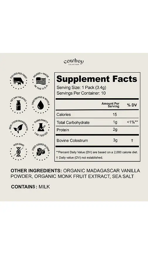 Cowboy Colostrum Vanilla Stick Packs 10ct | Thumbnail 2 Cowboy Colostrum Vanilla Stick Packs 10ct | Thumbnail 2