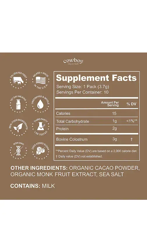 Cowboy Colostrum Chocolate Stick Packs 10ct | Thumbnail 2 Cowboy Colostrum Chocolate Stick Packs 10ct | Thumbnail 2