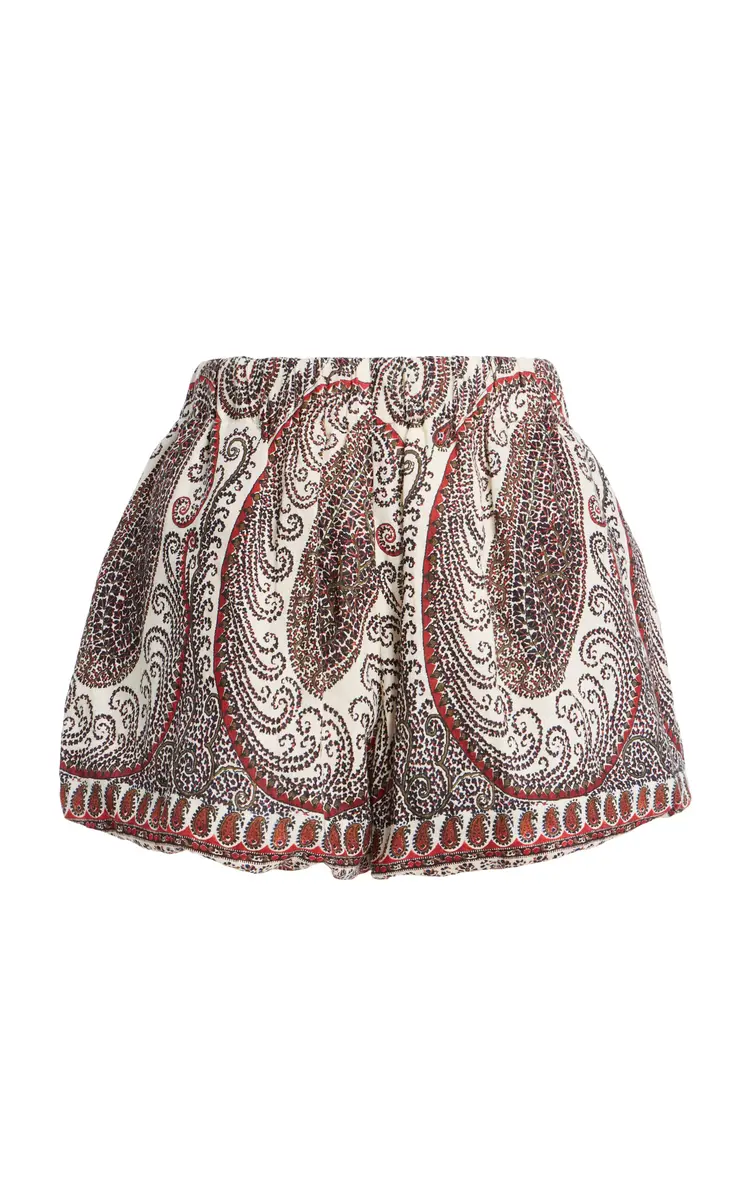 Boteh Cassia Paisley Linen Bubble Shorts