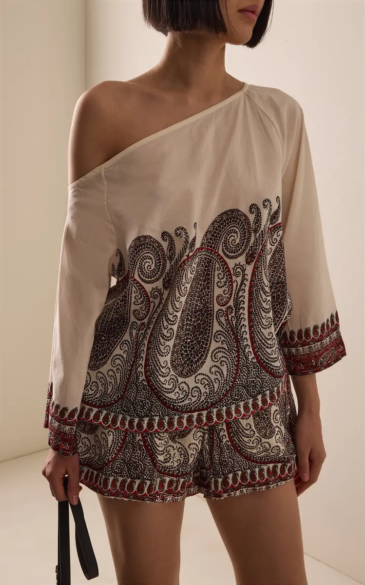 Boteh Cassia Off-The-Shoulder Paisley Cotton-Blend Top | Thumbnail 2 Boteh Cassia Off-The-Shoulder Paisley Cotton-Blend Top | Thumbnail 2