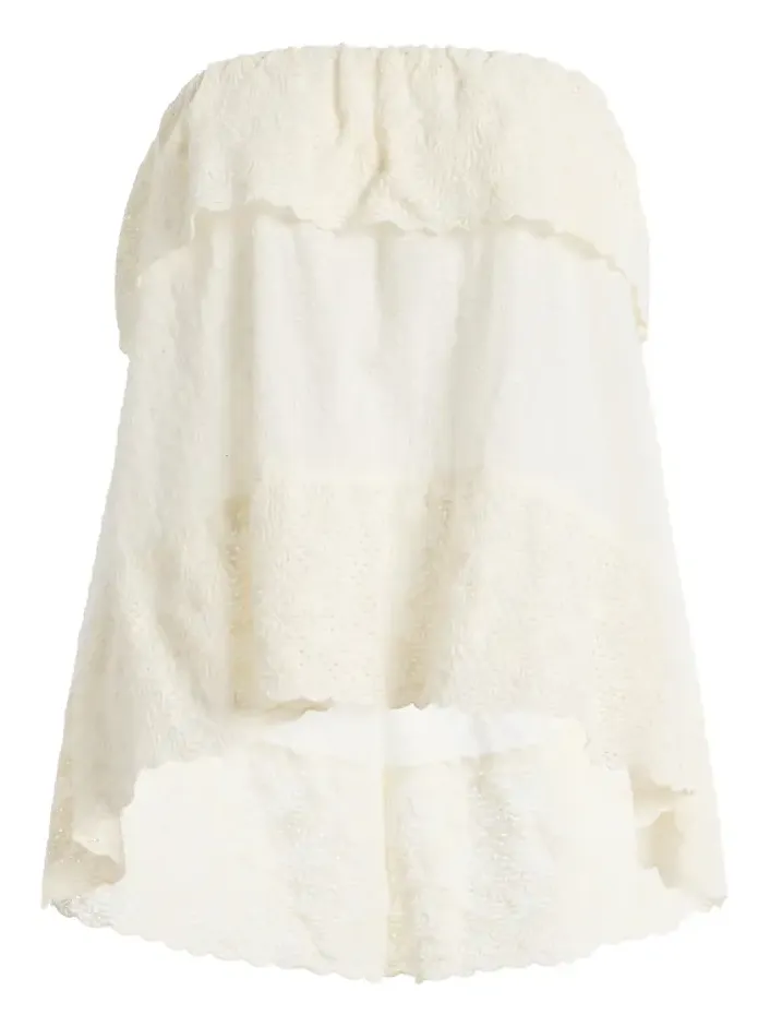 Boteh Serenia Strapless Lace-Frill Cotton Top
