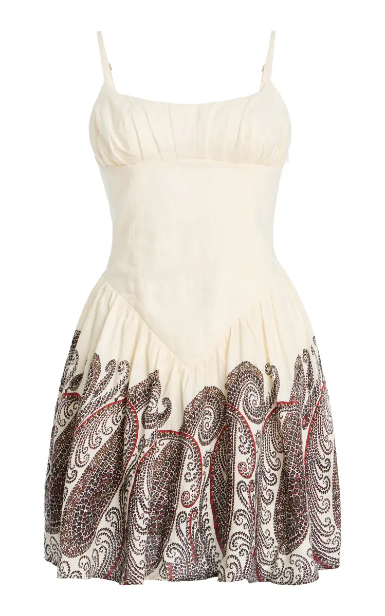 Boteh Cassia Gathered Linen Mini Dress | Image 1 Boteh Cassia Gathered Linen Mini Dress | Image 1