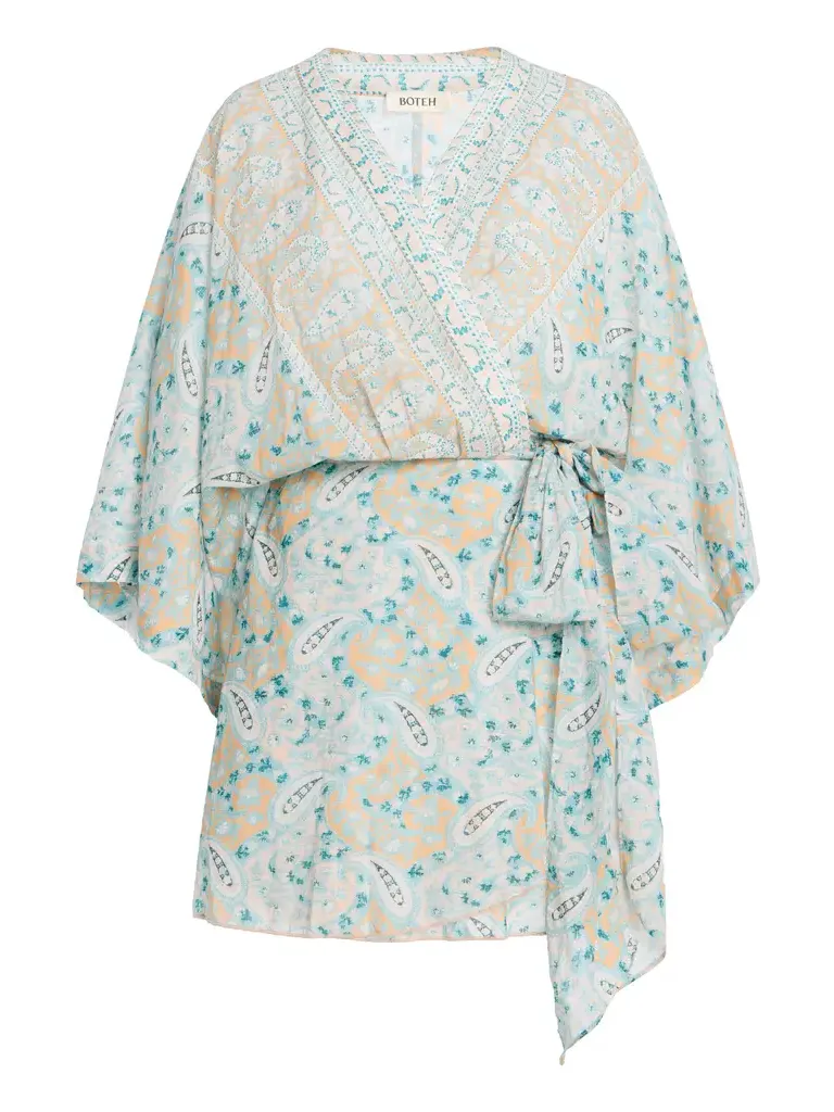 Boteh Kynthos Flared Cotton-Blend Robe Dress