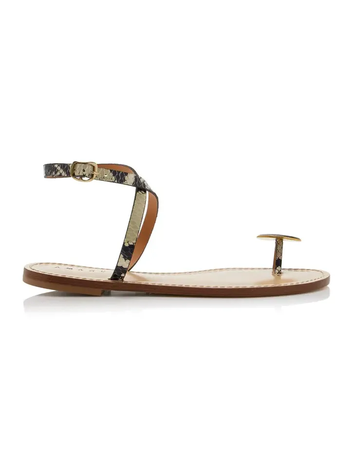 AMANU The Kigali Python-Effect Leather Sandals