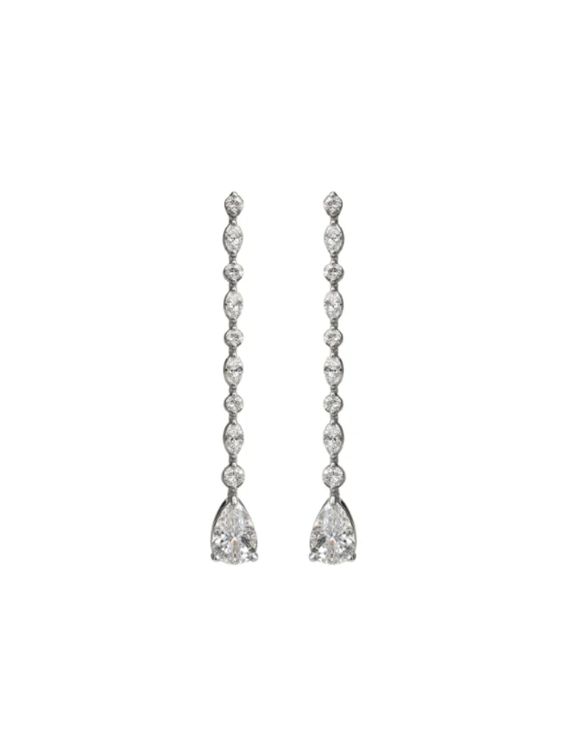 1.04ct Diamond 18K Gold Dangle Drop Earrings