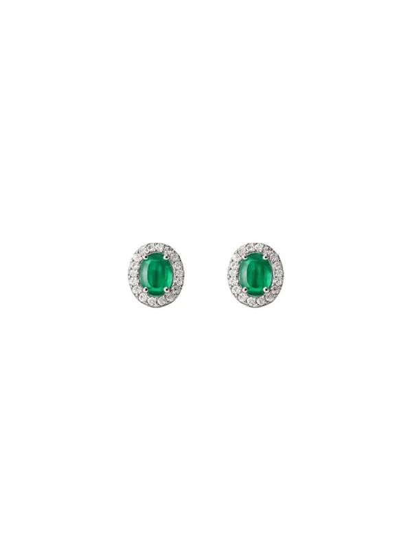 1.75ct Emerald Diamond 18K Gold Halo Stud Earrings 1.75ct Emerald Diamond 18K Gold Halo Stud Earrings