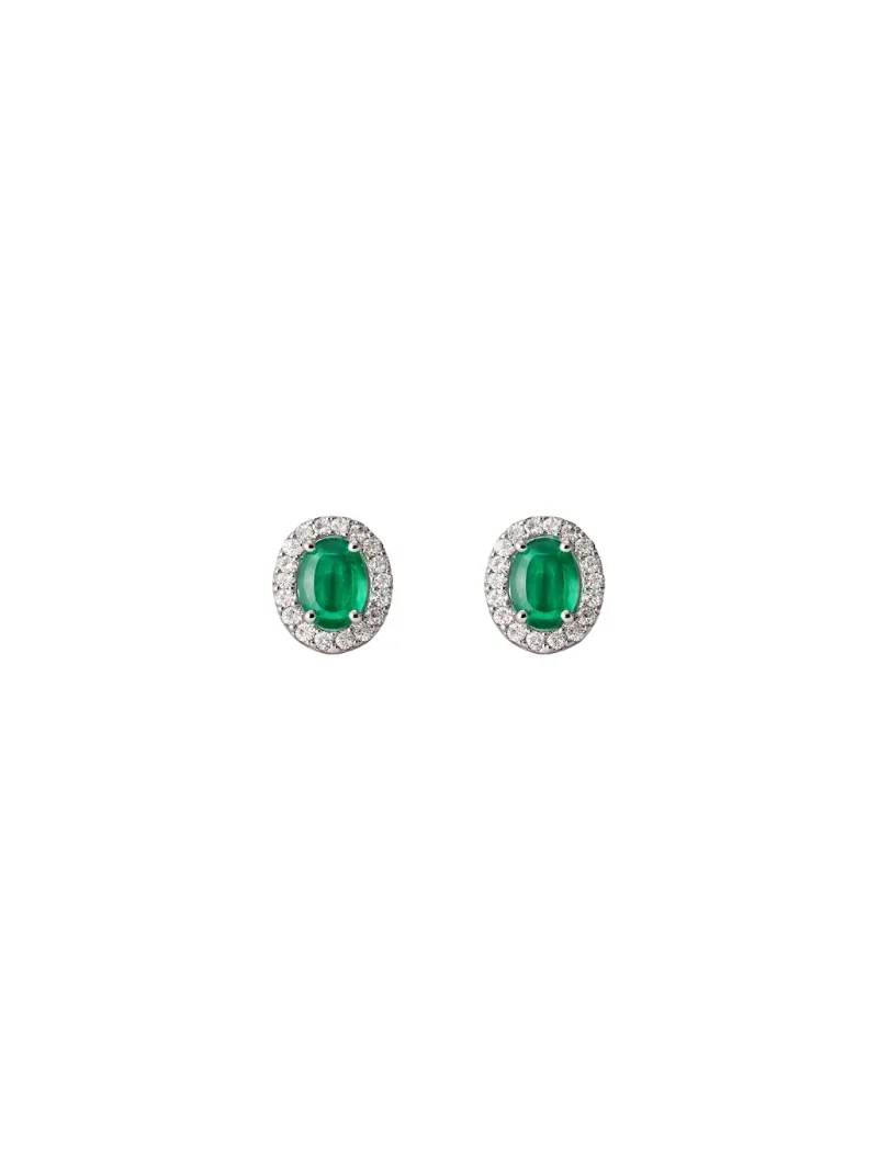 1.75ct Emerald Diamond 18K Gold Halo Stud Earrings 1.75ct Emerald Diamond 18K Gold Halo Stud Earrings