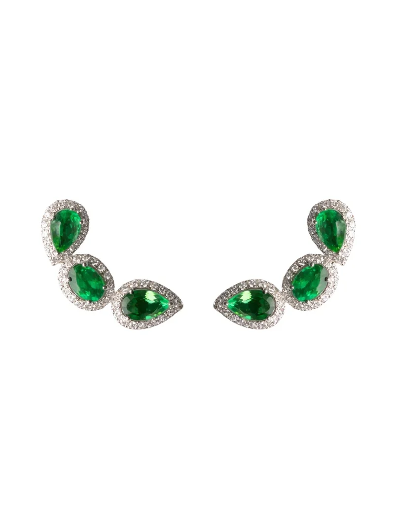 2.85ct Diamond Emerald 18K Gold Climber Earrings 2.85ct Diamond Emerald 18K Gold Climber Earrings
