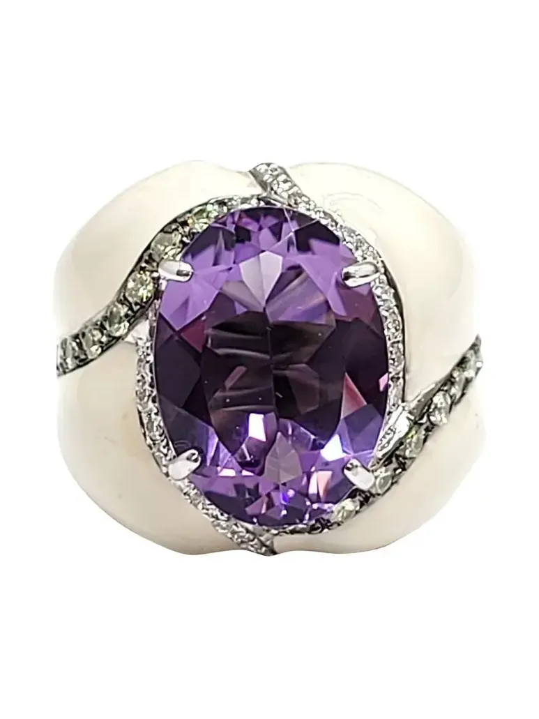 Diamond Amethyst White Ring