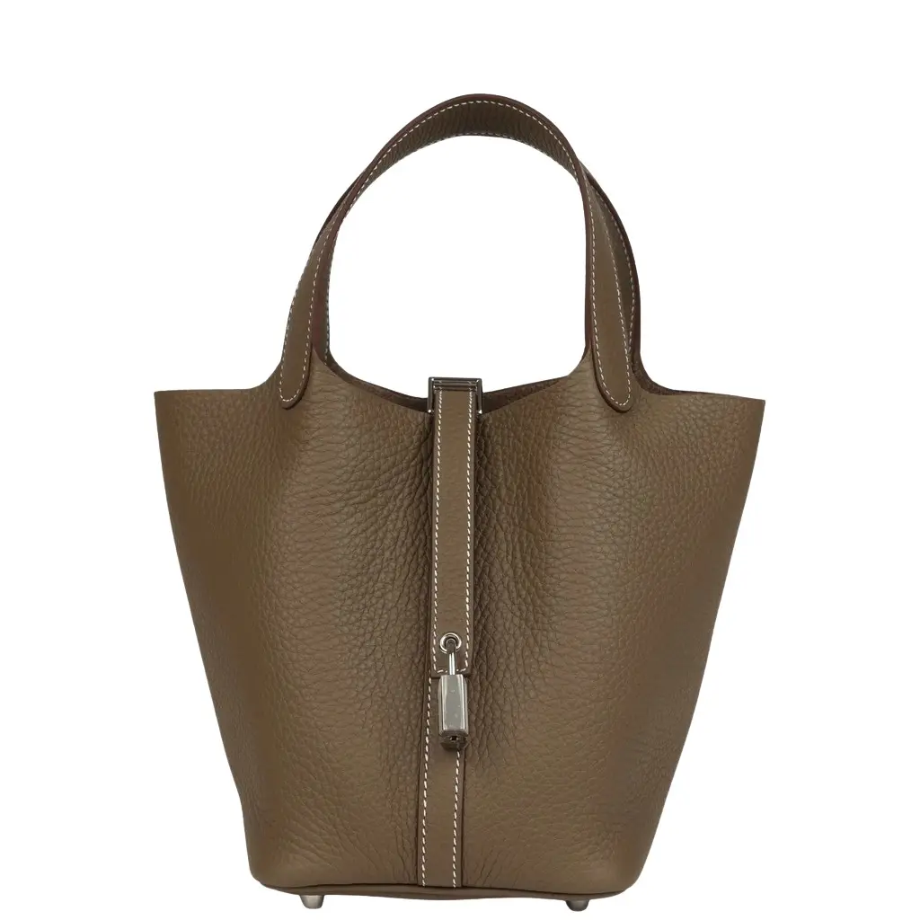 Hermes Picotin Lock 18 Etoupe Clemence Palladium Hardware Hermes Picotin Lock 18 Etoupe Clemence Palladium Hardware