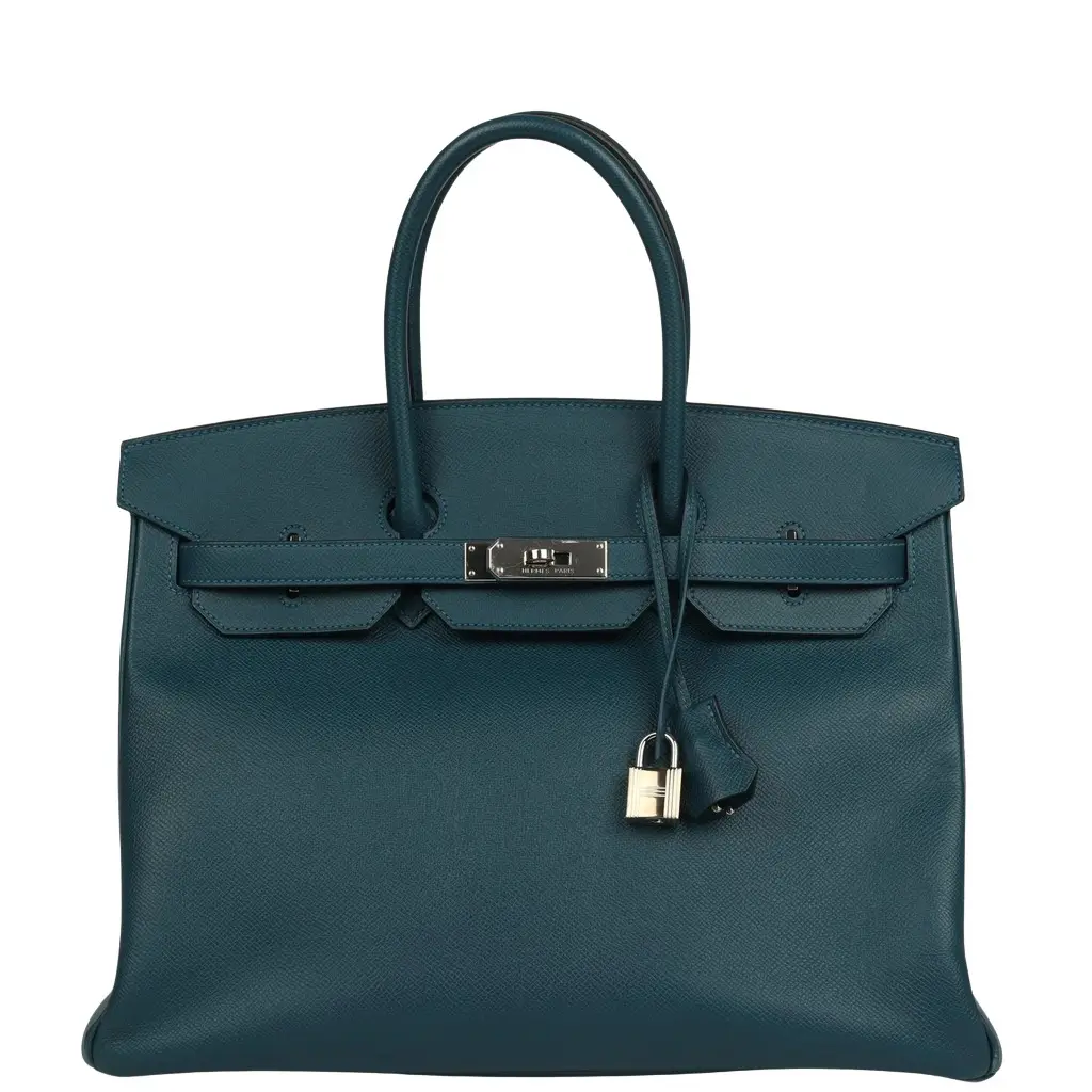 Pre-owned Hermes Birkin 35 Colvert Epsom Palladium Hardware Pre-owned Hermes Birkin 35 Colvert Epsom Palladium Hardware
