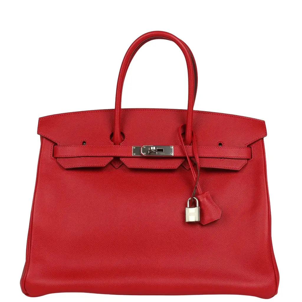 Pre-owned Hermes Birkin 35 Rouge Casaque Epsom Palladium Hardware Pre-owned Hermes Birkin 35 Rouge Casaque Epsom Palladium Hardware