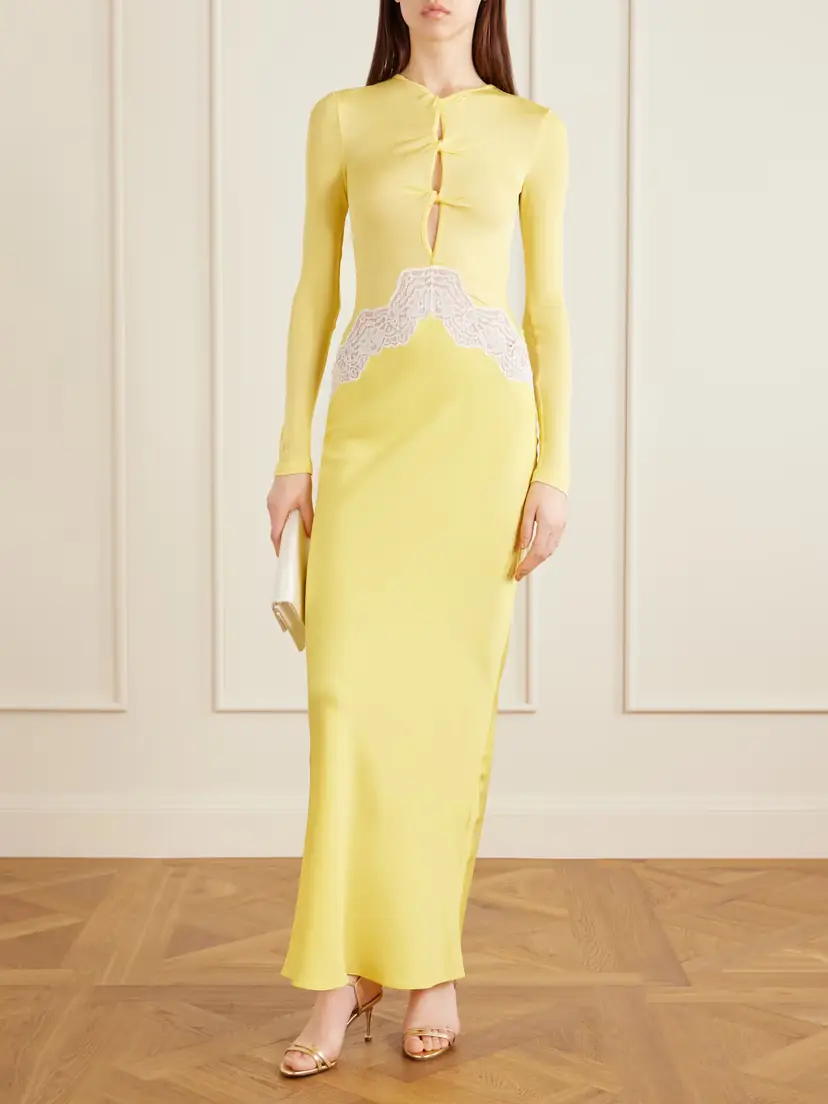 Christopher Esber Twisted-front Cutout Lace-trimmed Ribbed-knit And Crepe Gown | Thumbnail 2 Christopher Esber Twisted-front Cutout Lace-trimmed Ribbed-knit And Crepe Gown | Thumbnail 2