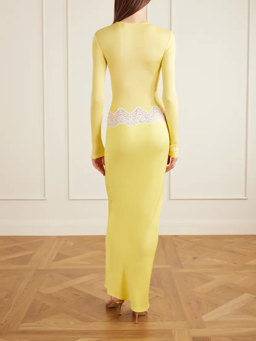 Christopher Esber Twisted-front Cutout Lace-trimmed Ribbed-knit And Crepe Gown | Thumbnail 3 Christopher Esber Twisted-front Cutout Lace-trimmed Ribbed-knit And Crepe Gown | Thumbnail 3