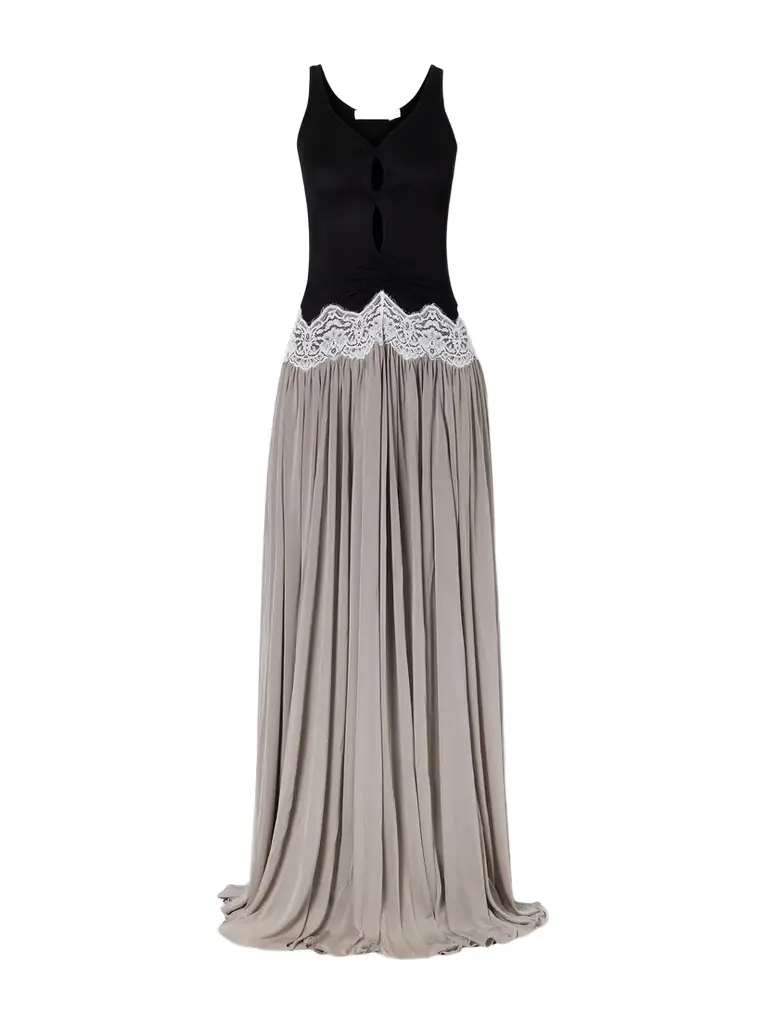 Christopher Esber Verner Cut-out Pleated Lace-trimmed Jersey Maxi Dress | Image 1 Christopher Esber Verner Cut-out Pleated Lace-trimmed Jersey Maxi Dress | Image 1
