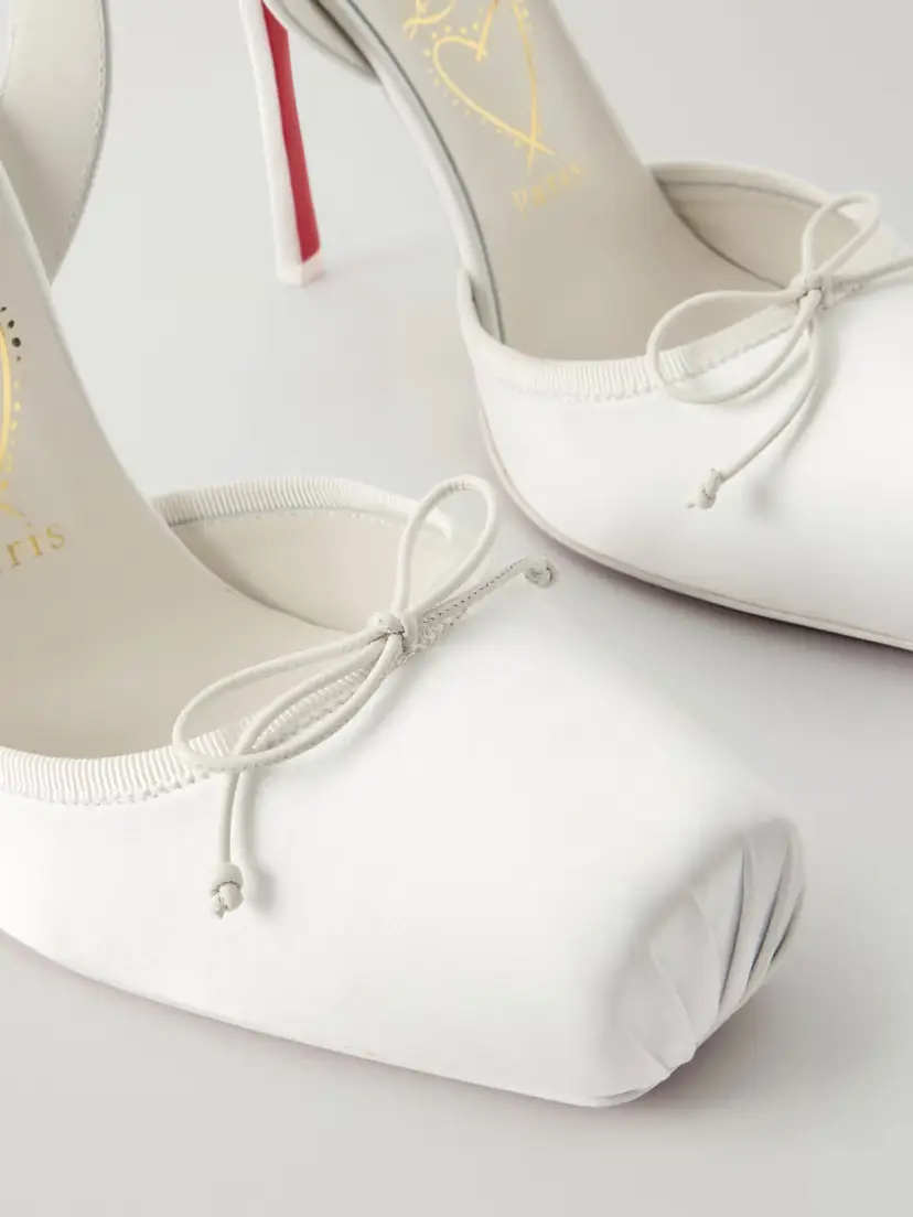 Christian Louboutin Cassia Lace Up 100 Crepe Satin Squared Toe Ballerina Pump | Thumbnail 5 Christian Louboutin Cassia Lace Up 100 Crepe Satin Squared Toe Ballerina Pump | Thumbnail 5