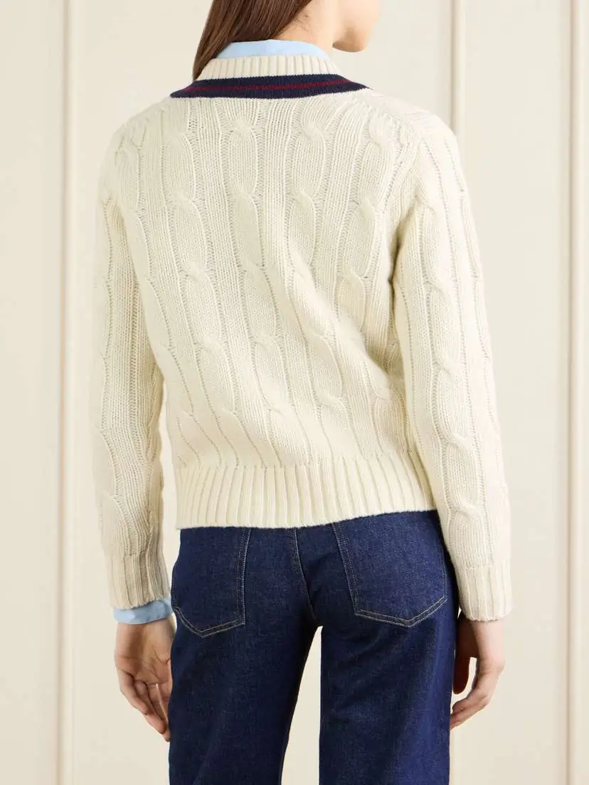 Nili Lotan Fabiana Striped Cable-knit Wool Sweater | Thumbnail 3 Nili Lotan Fabiana Striped Cable-knit Wool Sweater | Thumbnail 3