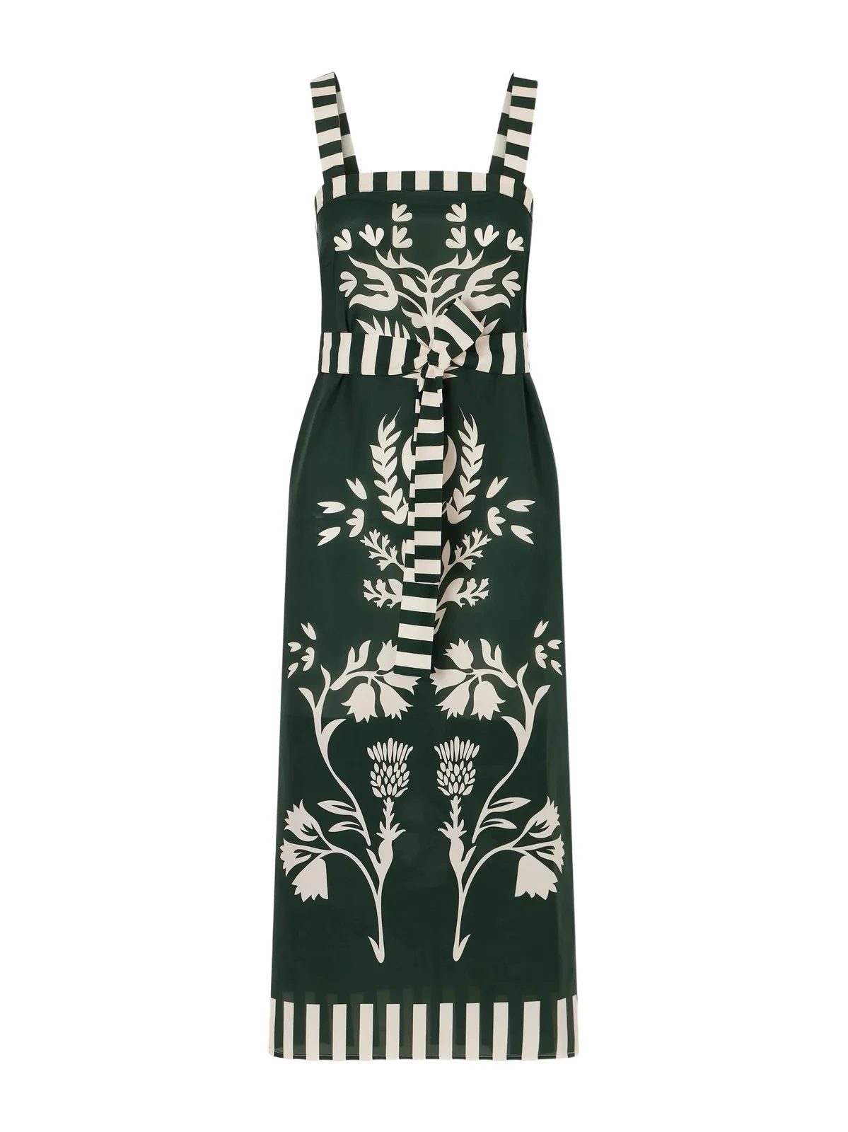 Lakshya Belted Printed Cotton And Silk-blend Midi Dress